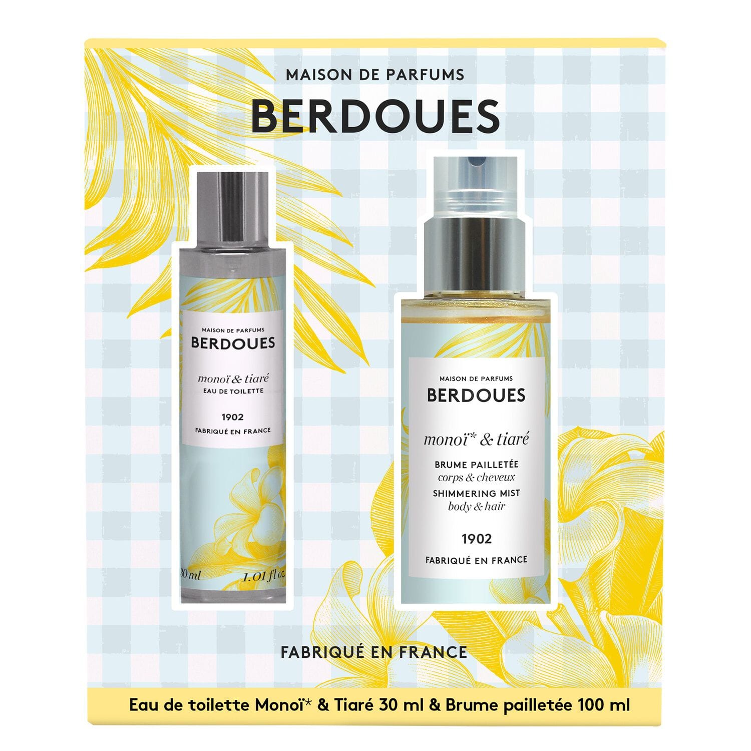 Berdoues Monoï & Tiaré – Coffret Eau de Toilette 30 ml + Brume Pailletée